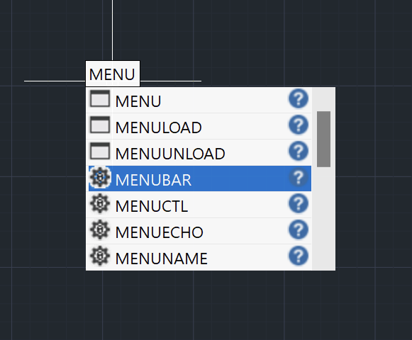 menubar command AutoCAD