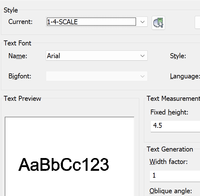 text style and text size example